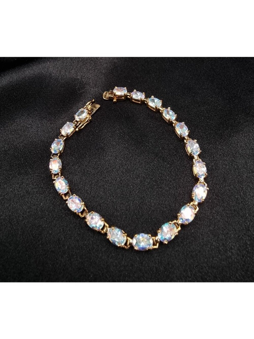 925 Sterling Silver Thailand Aurora Borealis CZ Tennis Bracelet